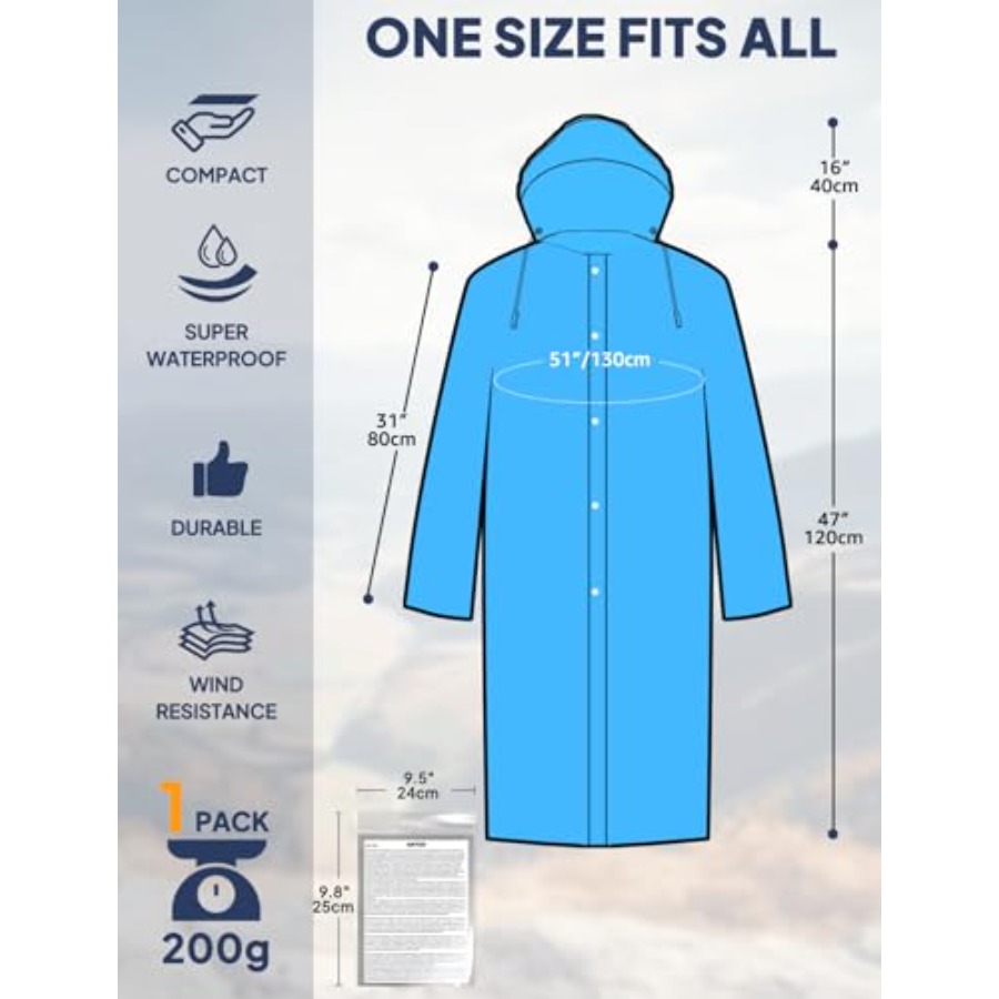 معاطف مطر قابلة لإعادة الاستخد - مراجعة Emergency Poncho Rain وسعره
